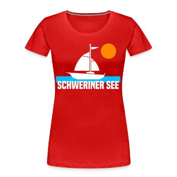 Schweriner See - Frauen Premium Bio T-Shirt - Rot - Vorne - Mia (176cm)