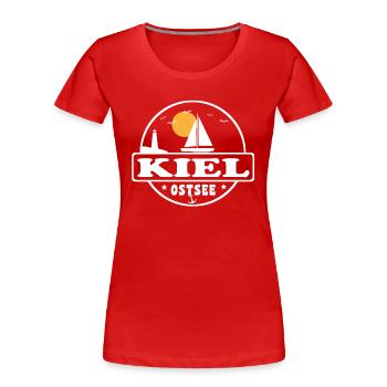 Kiel - Frauen Premium Bio T-Shirt - Rot - Vorne - Mia (176cm)