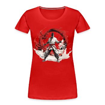 Fighting spirit in the Dragon Vortex - Women's Premium Organic T-Shirt - red - Front - Mia (176cm)