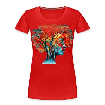 Illusion d’optique Head-Tree - T-shirt bio Premium Femme - rouge - Devant - Mia (176cm)