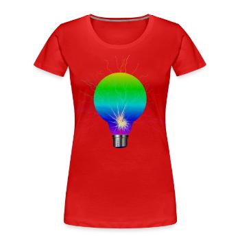 Glühbirne - Lampe - Grafik - Leuchte - Frauen Premium Bio T-Shirt - Rot - Vorne - Mia (176cm)