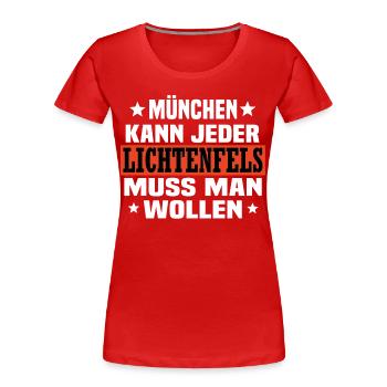 Lichtenfels - Frauen Premium Bio T-Shirt - Rot - Vorne - Mia (176cm)