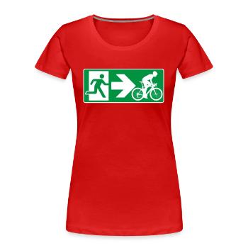 Notausgang Rennrad Radfahrer - Frauen Premium Bio T-Shirt - Rot - Vorne - Mia (176cm)