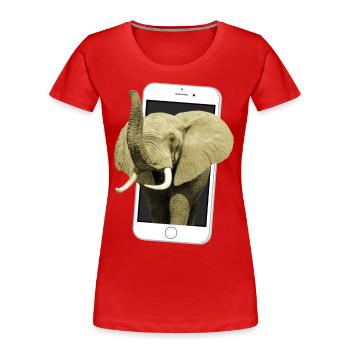 Smartphone with elephant - Elephant in Africa - Women's Premium Organic T-Shirt - red - Front - Mia (176cm)