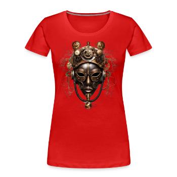 Viktorianische Steampunk Maske - Frauen Premium Bio T-Shirt - Rot - Vorne - Mia (176cm)