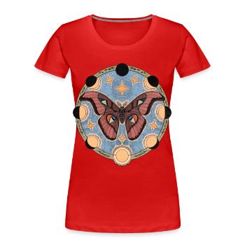 Motten- und Mondphasen im Retro-Stil - Frauen Premium Bio T-Shirt - Rot - Vorne - Mia (176cm)