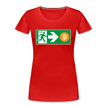 Notausgang Bitcoin Bitcoiner - Frauen Premium Bio T-Shirt - Rot - Vorne - Mia (176cm)