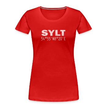 Sylt Koordinaten GPS - Frauen Premium Bio T-Shirt - Rot - Vorne - Mia (176cm)