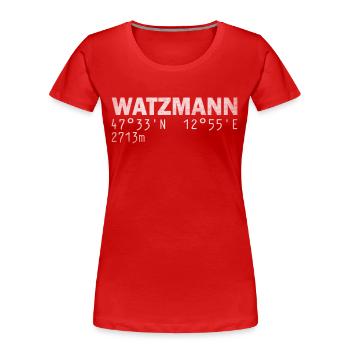 Watzmann Coordonnées Altitude GPS - T-shirt bio Premium Femme - rouge - Devant - Mia (176cm)