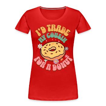 Donut - Frauen Premium Bio T-Shirt - Rot - Vorne - Mia (176cm)