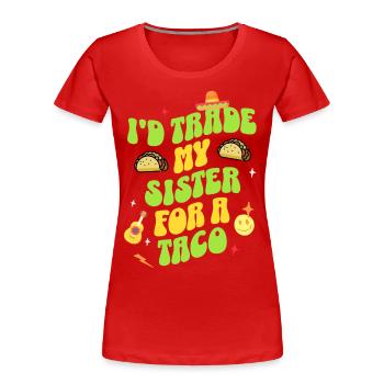 Taco - T-shirt bio Premium Femme - rouge - Devant - Mia (176cm)