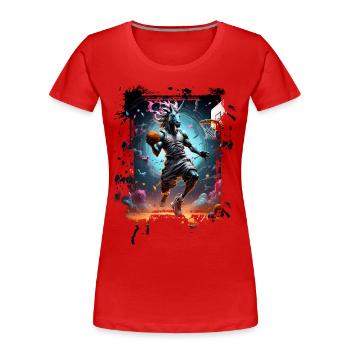 Basketball Einhorn Graffiti Splash - Frauen Premium Bio T-Shirt - Rot - Vorne - Mia (176cm)