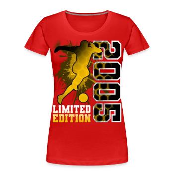 2005 Year of Birth Birthday Football - Women's Premium Organic T-Shirt - red - Front - Mia (176cm)