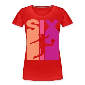 6th Birthday Women's Soccer Soccer Player Soccer - Women's Premium Organic T-Shirt - red - Front - Mia (176cm)