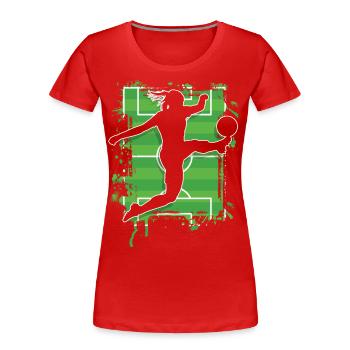 Women's Soccer Women's Soccer Women's Girls Soccer - Women's Premium Organic T-Shirt - red - Front - Mia (176cm)