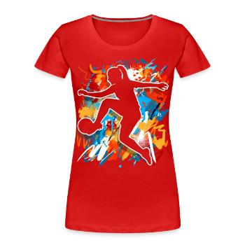 Soccer féminin Soccer féminin Football féminin Soccer féminin - T-shirt bio Premium Femme - rouge - Devant - Mia (176cm)