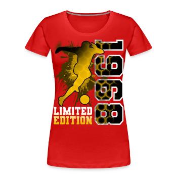 1968 Geburtsjahr Geburtstag Fußball - Frauen Premium Bio T-Shirt - Rot - Vorne - Mia (176cm)