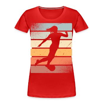 Soccer féminin Soccer féminin Football féminin Soccer féminin - T-shirt bio Premium Femme - rouge - Devant - Mia (176cm)