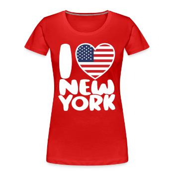 J’adore New York - T-shirt bio Premium Femme - rouge - Devant - Mia (176cm)