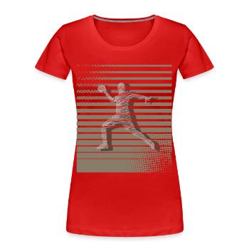 Handball Motiv - Frauen Premium Bio T-Shirt - Rot - Vorne - Mia (176cm)
