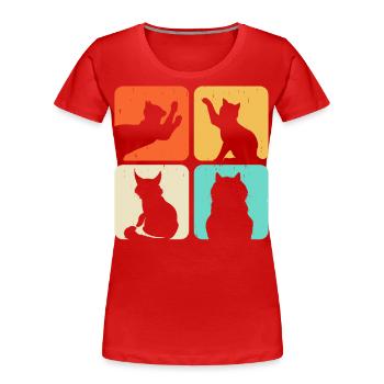 Katzen Motiv - Frauen Premium Bio T-Shirt - Rot - Vorne - Mia (176cm)