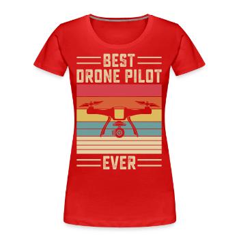 Pilote de drone - T-shirt bio Premium Femme - rouge - Devant - Mia (176cm)