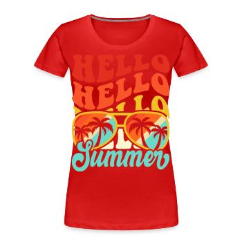 Hello Summer - Women's Premium Organic T-Shirt - red - Front - Mia (176cm)