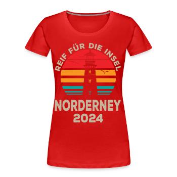 Conception du phare de l’aventure insulaire Norderney 2024 - T-shirt bio Premium Femme - rouge - Devant - Mia (176cm)