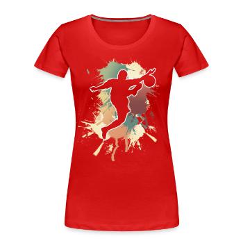 Joueurs de football - T-shirt bio Premium Femme - rouge - Devant - Mia (176cm)