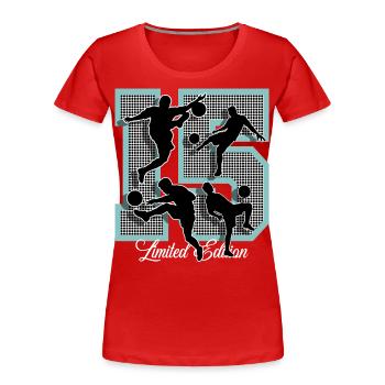 15e anniversaire Football - T-shirt bio Premium Femme - rouge - Devant - Mia (176cm)