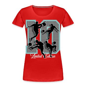 10e anniversaire Football - T-shirt bio Premium Femme - rouge - Devant - Mia (176cm)