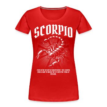 Skorpion – Stachel der Leidenschaft - Frauen Premium Bio T-Shirt - Rot - Vorne - Mia (176cm)