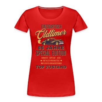 65. Geburtstag Oldtimer TOP ZUSTAND - Frauen Premium Bio T-Shirt - Rot - Vorne - Mia (176cm)
