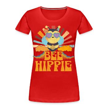 Bee Hippie Biene Peace - Frauen Premium Bio T-Shirt - Rot - Vorne - Mia (176cm)