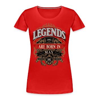 1951 Mai Naissance Anniversaire Année de naissance - T-shirt bio Premium Femme - rouge - Devant - Mia (176cm)