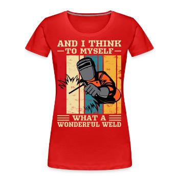 Schweißen Schweißer - Frauen Premium Bio T-Shirt - Rot - Vorne - Mia (176cm)