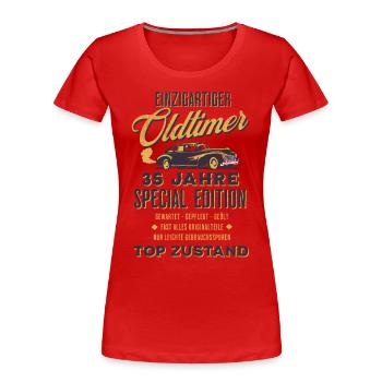 35. Geburtstag Oldtimer TOP ZUSTAND - Frauen Premium Bio T-Shirt - Rot - Vorne - Mia (176cm)