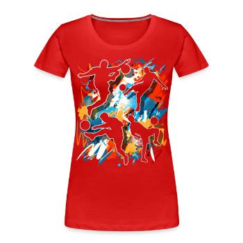 Joueurs de football - T-shirt bio Premium Femme - rouge - Devant - Mia (176cm)