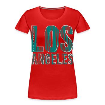 Los Angeles - Frauen Premium Bio T-Shirt - Rot - Vorne - Mia (176cm)