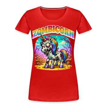 Licorne zombie zombie - T-shirt bio Premium Femme - rouge - Devant - Mia (176cm)