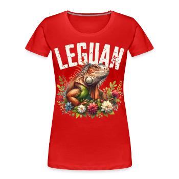 Leguan - Frauen Premium Bio T-Shirt - Rot - Vorne - Mia (176cm)