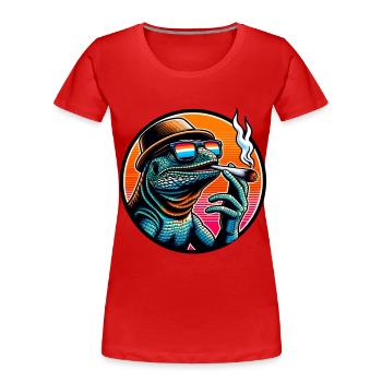 Echse Kiffen Leguan - Frauen Premium Bio T-Shirt - Rot - Vorne - Mia (176cm)