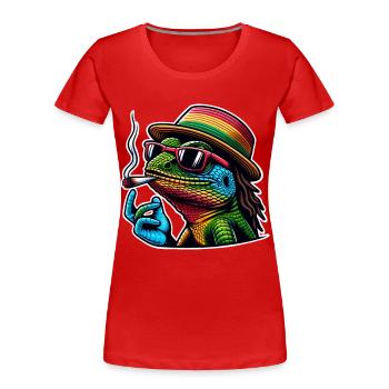Echse Kiffen Cannabis - Frauen Premium Bio T-Shirt - Rot - Vorne - Mia (176cm)