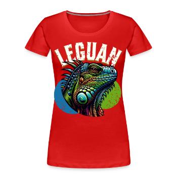 Leguan - Frauen Premium Bio T-Shirt - Rot - Vorne - Mia (176cm)