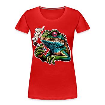 Kiffen Cannabis Echse - Frauen Premium Bio T-Shirt - Rot - Vorne - Mia (176cm)
