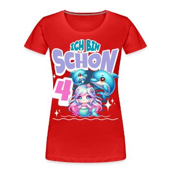 4. Geburtstag Meerjungfrau Delfin Kinder Mädchen - Frauen Premium Bio T-Shirt - Rot - Vorne - Mia (176cm)