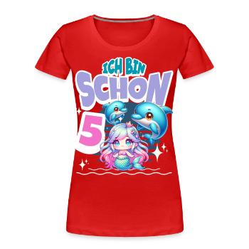 5. Geburtstag Meerjungfrau Delfin Kinder Mädchen - Frauen Premium Bio T-Shirt - Rot - Vorne - Mia (176cm)