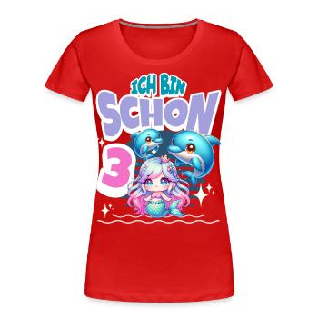 3. Geburtstag Meerjungfrau Delfin Kinder Mädchen - Frauen Premium Bio T-Shirt - Rot - Vorne - Mia (176cm)