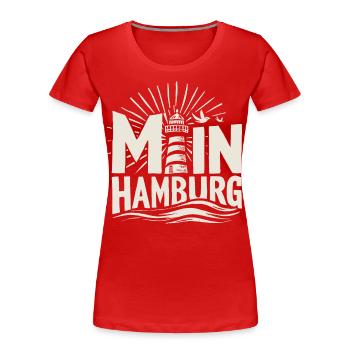Moin hamburg Hambur Shirt - Frauen Premium Bio T-Shirt - Rot - Vorne - Mia (176cm)