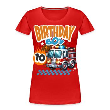 10e anniversaire des pompiers - T-shirt bio Premium Femme - rouge - Devant - Mia (176cm)